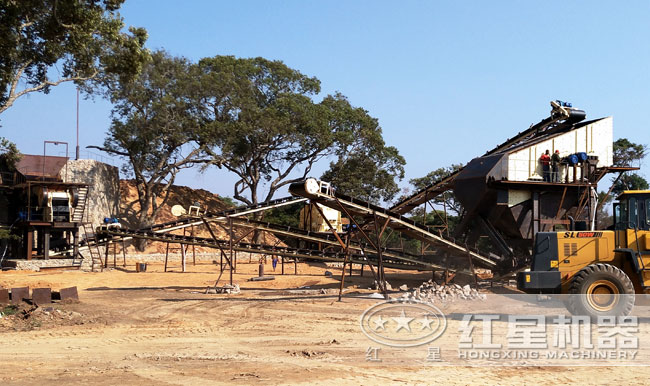 江苏无锡鹅卵石破碎生产线现场