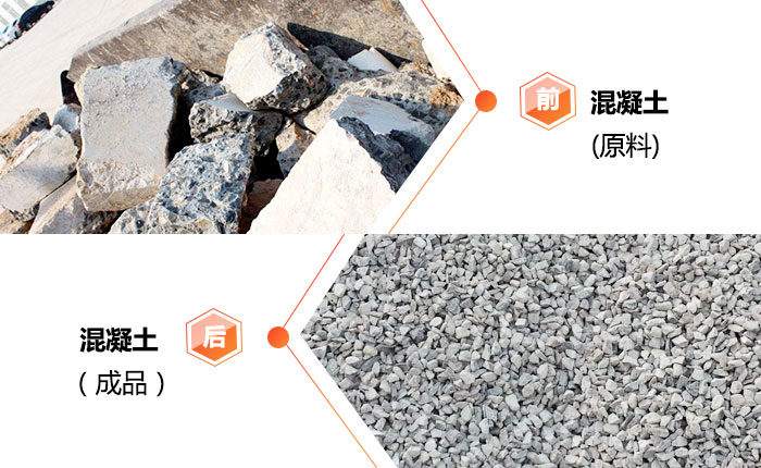 废弃混凝土加工前后对比图